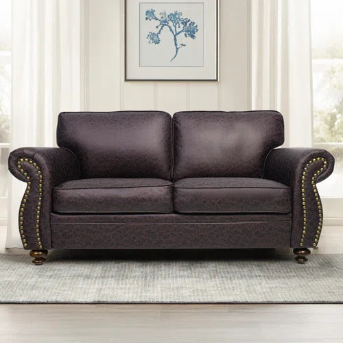 Chen 71.5'' Wide Faux Leather Loveseat Rolled Arm Sofa