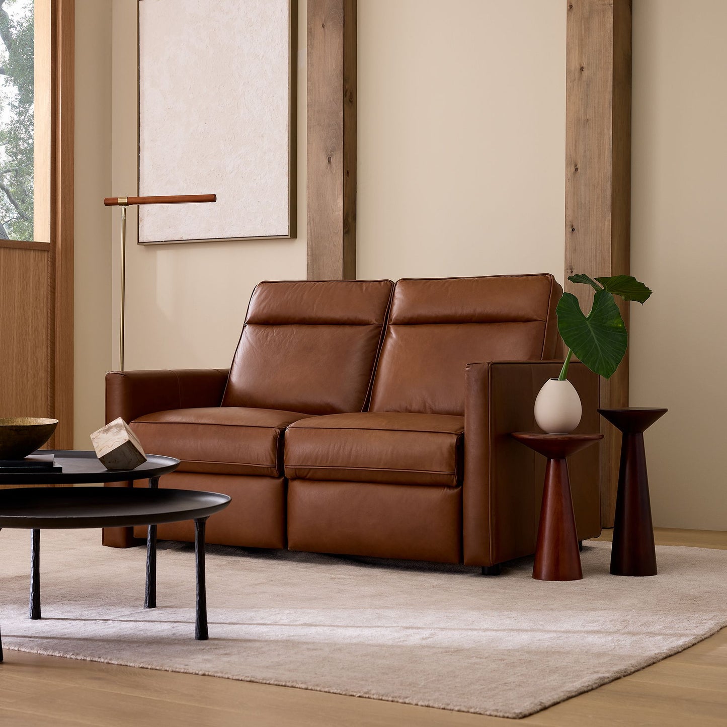 Chen 60" Reclining Leather Sofa