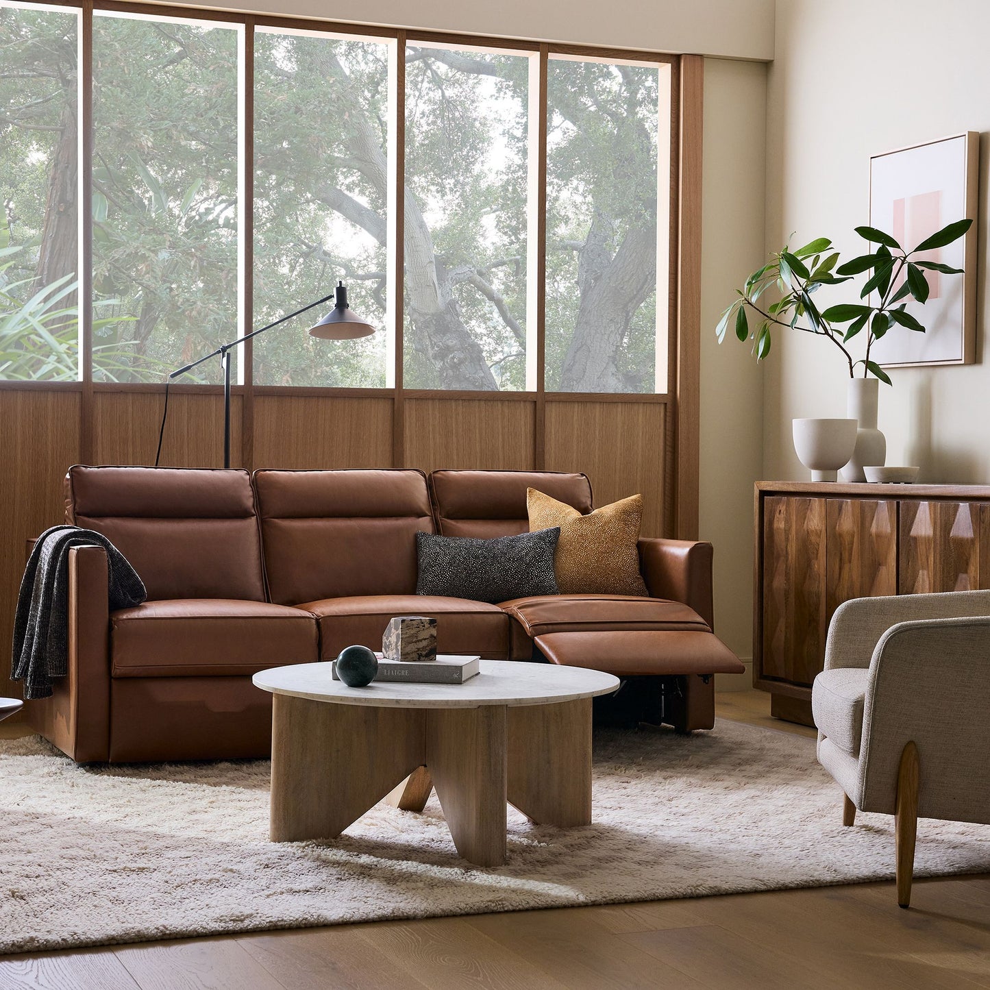 Chen 60" Reclining Leather Sofa