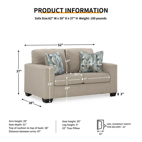 Chen 62'' Upholstered Loveseat